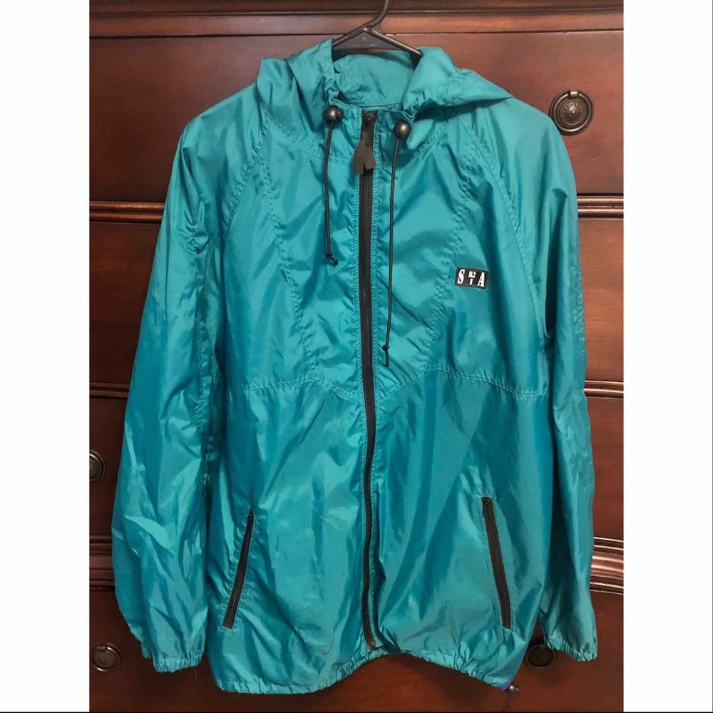 Vintage Boat/US Teal Long Rain Jacket-M